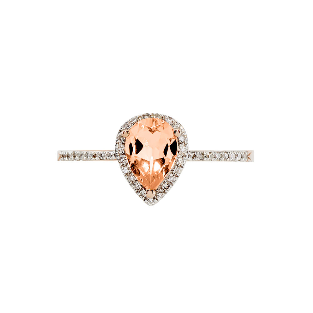 Bague Alice Or Rose Morganite Et Oxyde De Zirconium - Bagues pierres fines Femme | Marc Orian