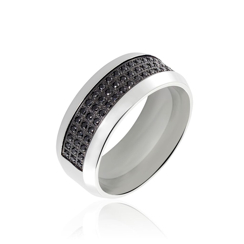 Bague Acier Blanc Tdeg Oxydes De Zirconium - Bijoux fantaisie Homme | Marc Orian