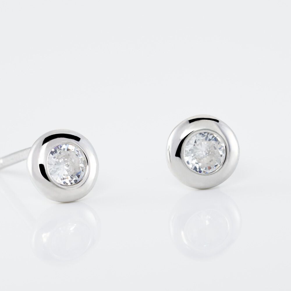 Boucles D'oreilles Puces Argent Blanc Laureano Oxydes De Zirconium - Puces Femme | Marc Orian