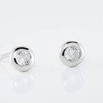 Boucles D'oreilles Puces Argent Blanc Laureano Oxydes De Zirconium - Puces Femme | Marc Orian