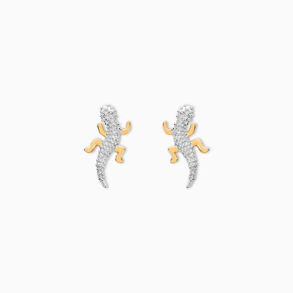 Boucles D'oreilles Puces Azzedine Salamandre Or Bicolore - Puces Femme | Marc Orian