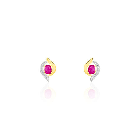 Boucles D'oreilles Puces Lydia Or Bicolore Rubis - Clous d'oreilles Femme | Marc Orian