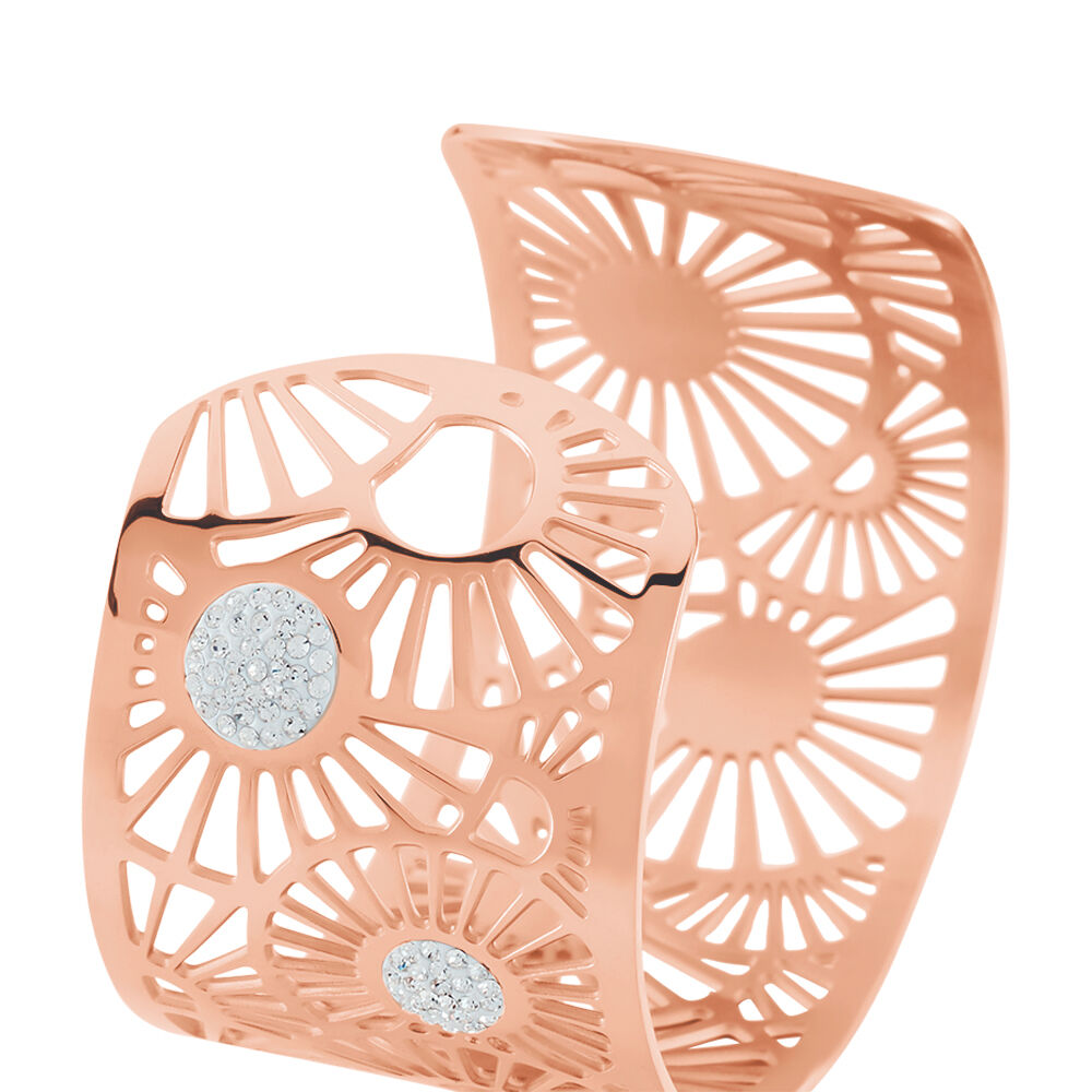 Bracelet Jonc Imagine Florette Strass Acier Rose Strass - Bracelets Pierre Femme | Marc Orian