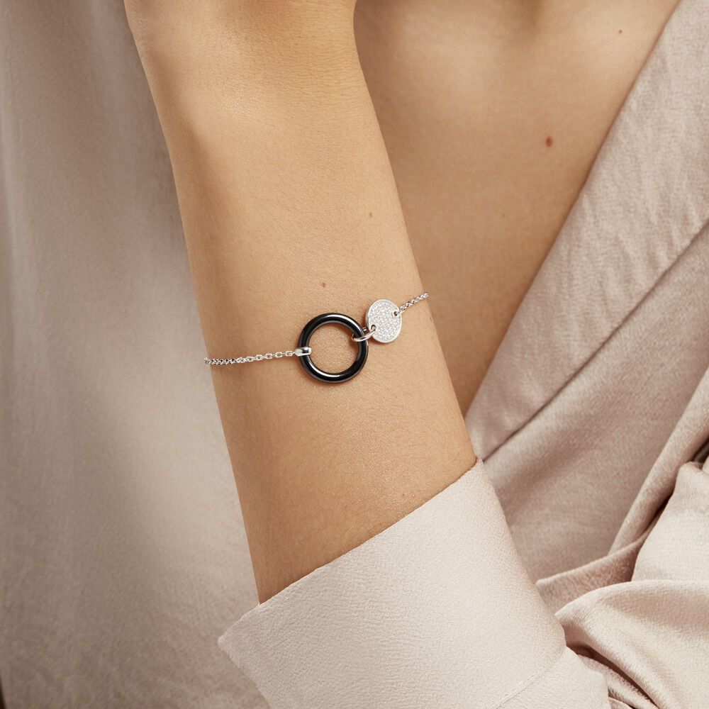 Bracelet Issara Argent Blanc C&eacute;ramique Et Oxyde De Zirconium - Bracelets fantaisie Femme | Marc Orian