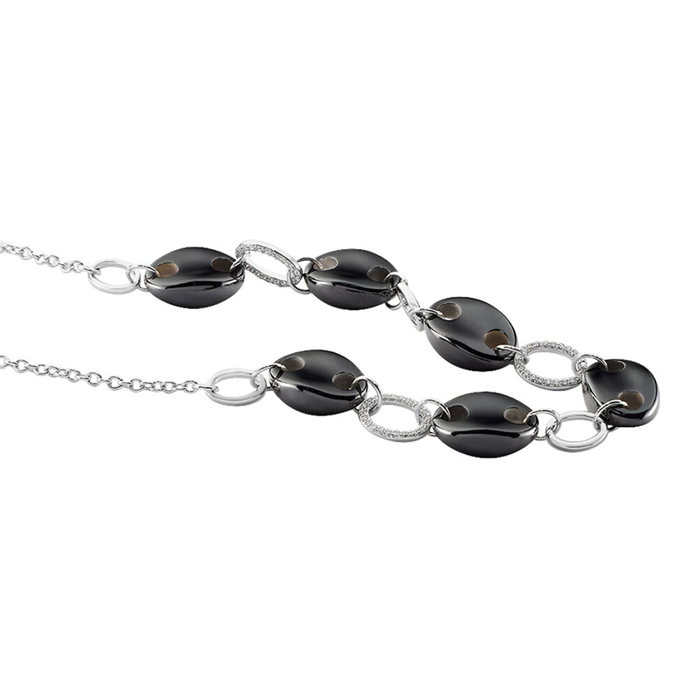 Collier Hattie Argent Blanc C&eacute;ramique Et Oxyde De Zirconium - Colliers avec pierres Femme | Marc Orian