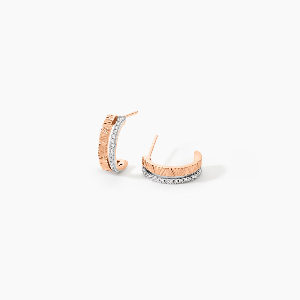 Boucles D'oreilles Puces Belindalan Or Bicolore Diamant - Puces Femme | Marc Orian