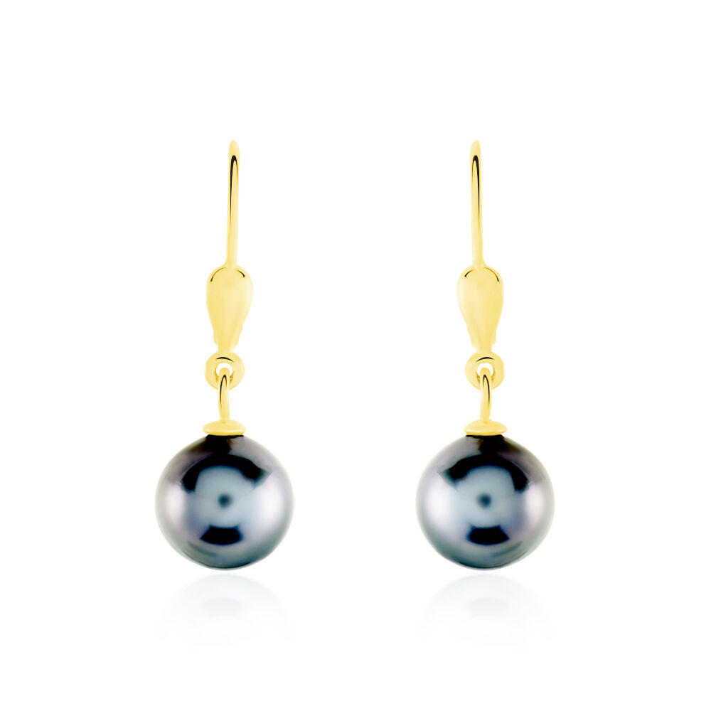 Boucles D'oreilles Puces Baroque Dormeuse Or Jaune Perle De Tahiti - Pendantes Femme | Marc Orian
