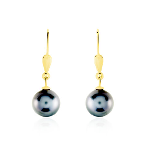 Boucles D'oreilles Puces Baroque Dormeuse Or Jaune Perle De Tahiti - Pendantes Femme | Marc Orian