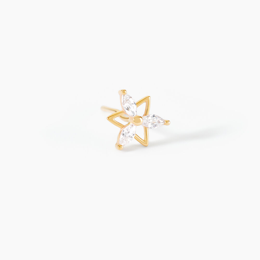 Boucles D'Oreilles Puces Farid Or Jaune Oxyde De Zirconium - Puces Femme | Marc Orian