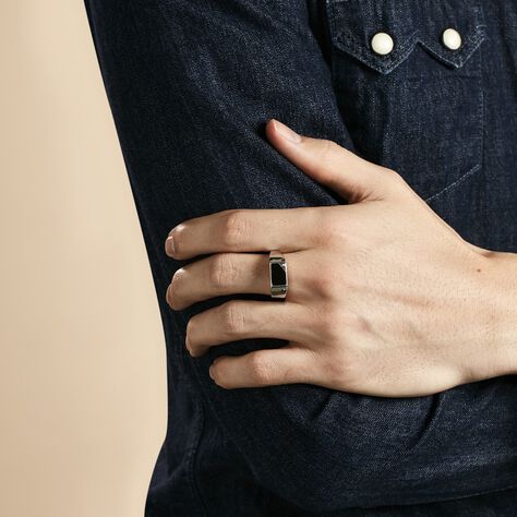 Chevalière Argent Blanc Python Email Et Oxyde De Zirconium - Chevalières Homme | Marc Orian