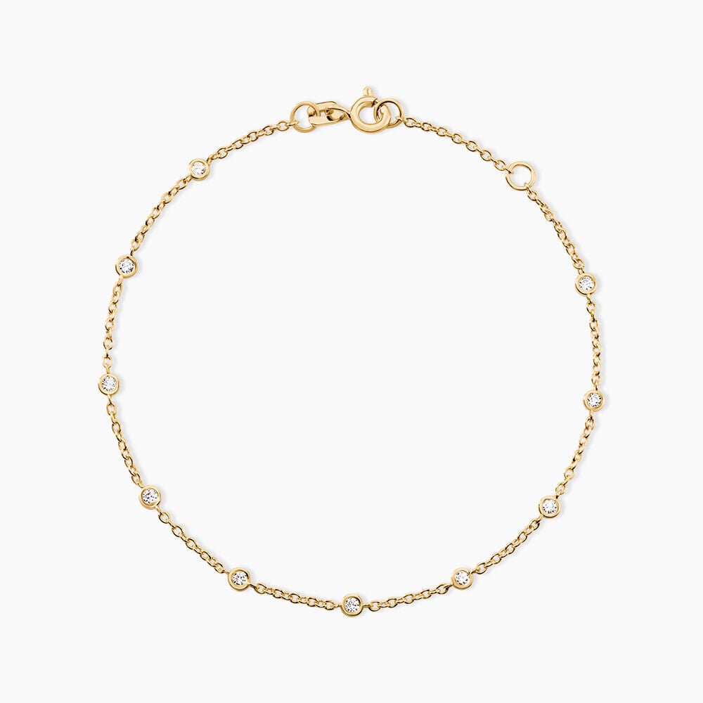 Bracelet Modestie Argent Dor&eacute; A L'Or 750/1000 Oxyde De Zirconium - Bracelets cha&icirc;nes Femme | Marc Orian