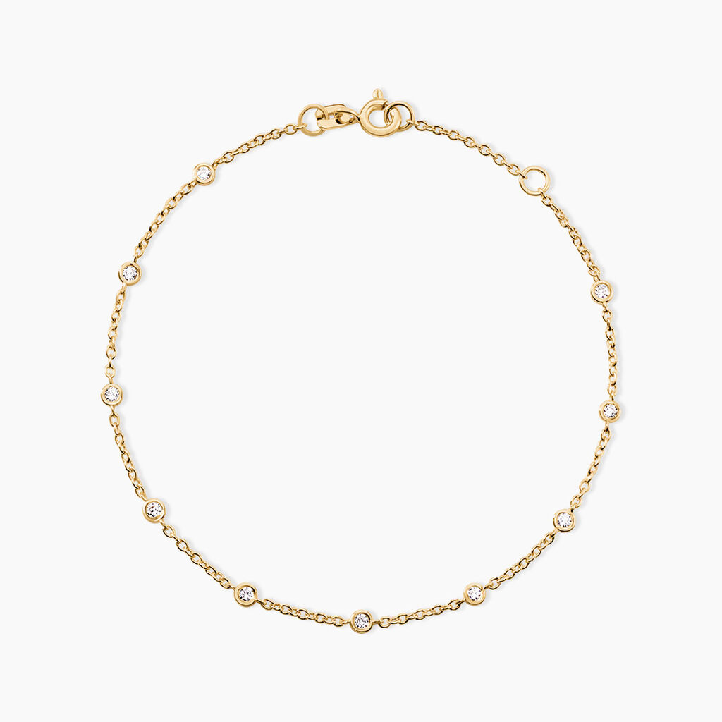Bracelet Modestie Argent Dor&eacute; A L'Or 750/1000 Oxyde De Zirconium - Bracelets cha&icirc;nes Femme | Marc Orian