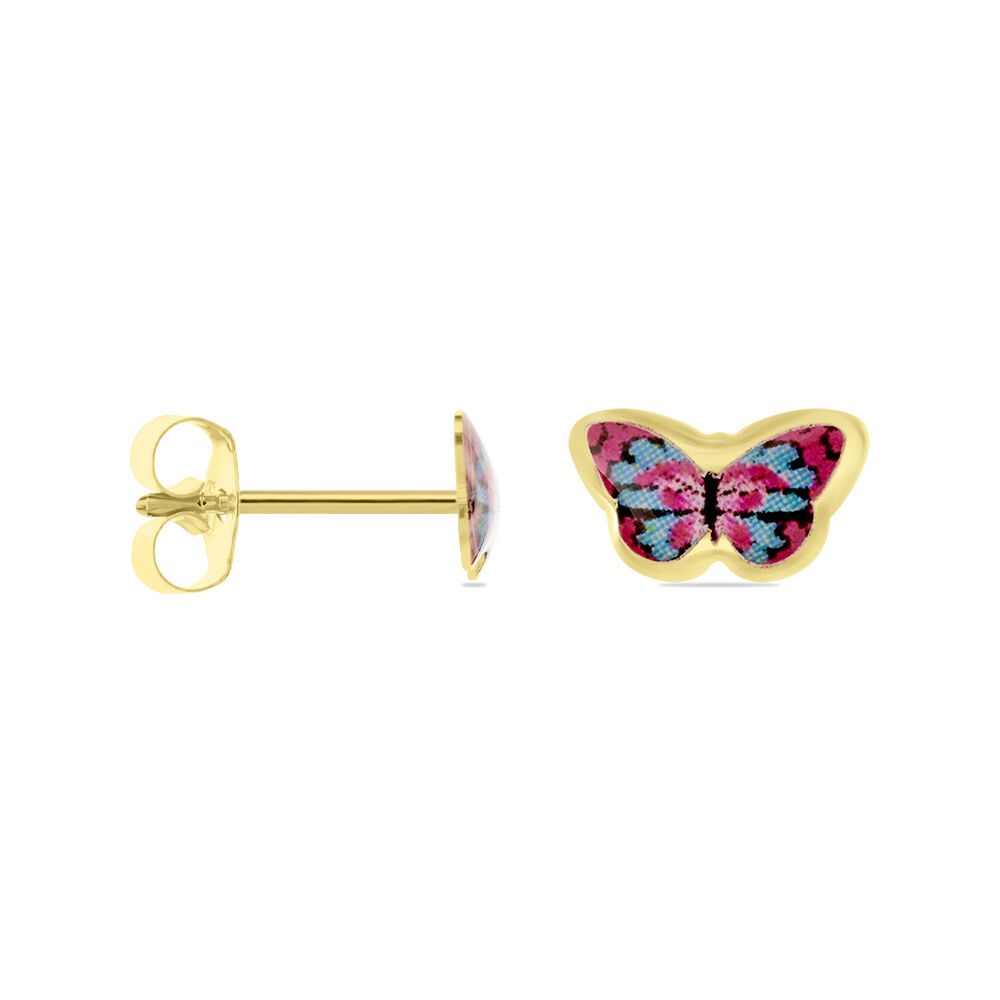 Boucles D'oreilles Puces Aurida Papillon Or Jaune - Puces Enfant | Marc Orian