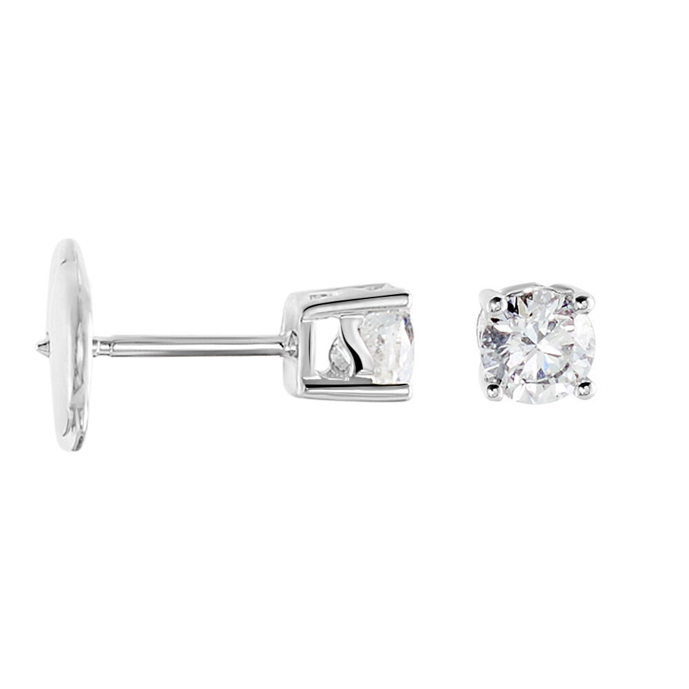 Boucles D'oreilles Puces Or Blanc Victoria Diamants - Puces Femme | Marc Orian