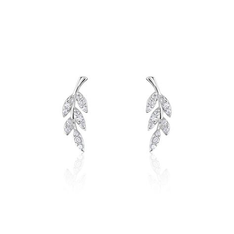 Boucles D'oreilles Puces Alma Argent Blanc Oxyde De Zirconium - Puces Femme | Marc Orian