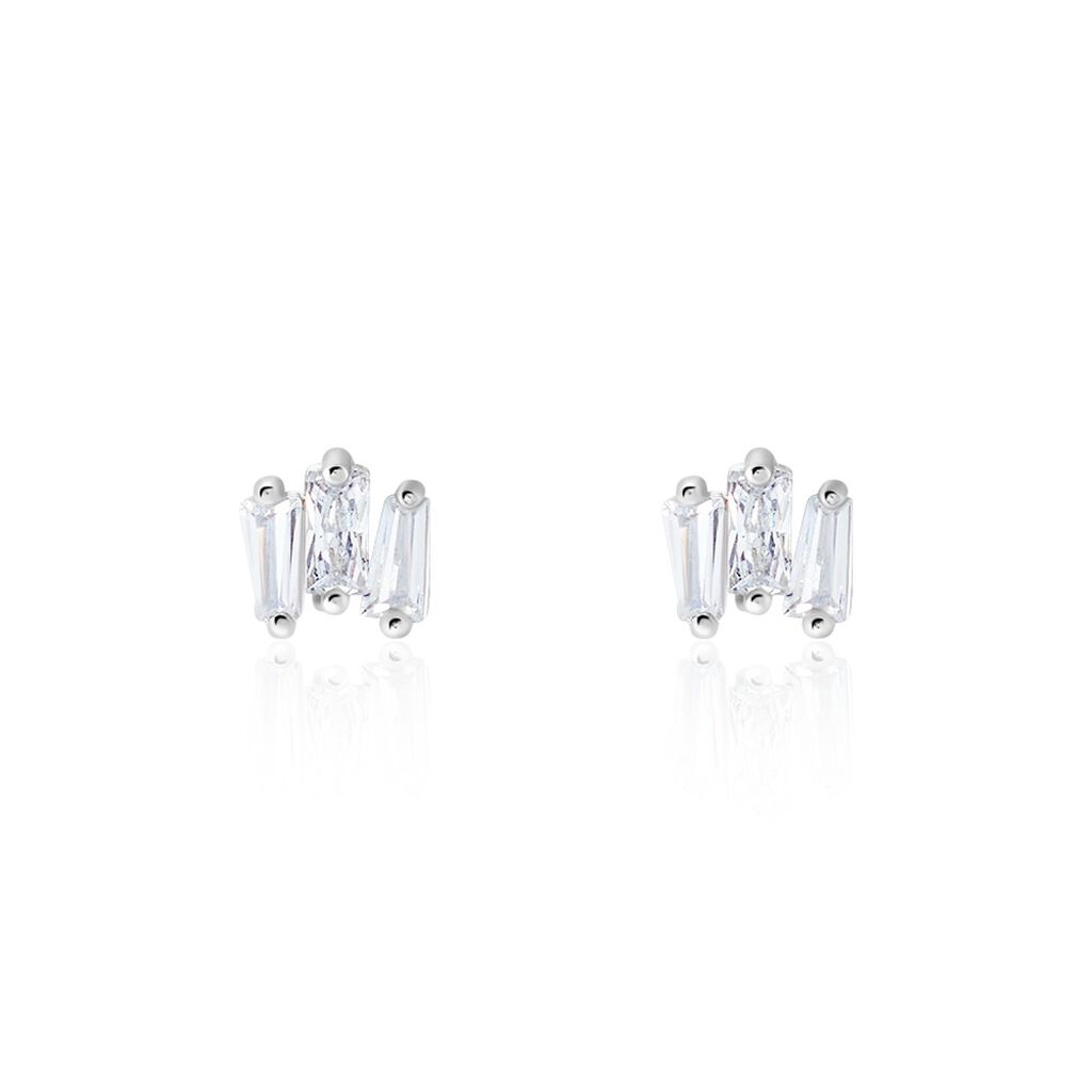 Boucles D'oreilles Puces Adria Argent Blanc Oxyde De Zirconium - Puces Femme | Marc Orian