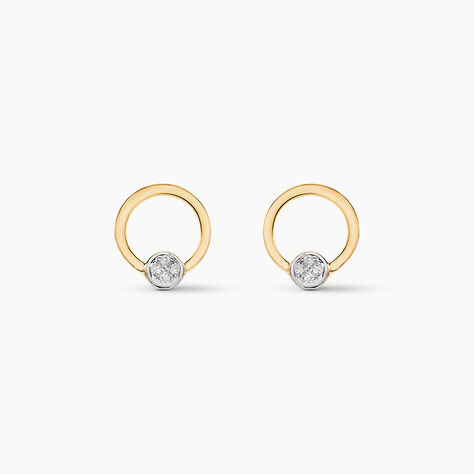 Boucles D'oreilles Puces Or Jaune Akiva Diamants - Puces Femme | Marc Orian