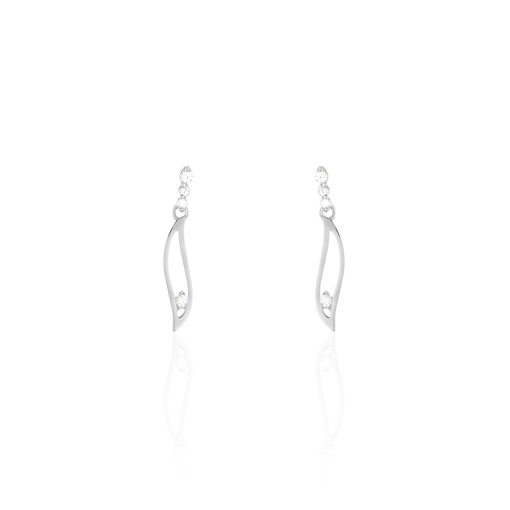 Boucles D'oreilles Pendantes Ysanna Or Blanc Oxyde De Zirconium - Pendantes Femme | Marc Orian