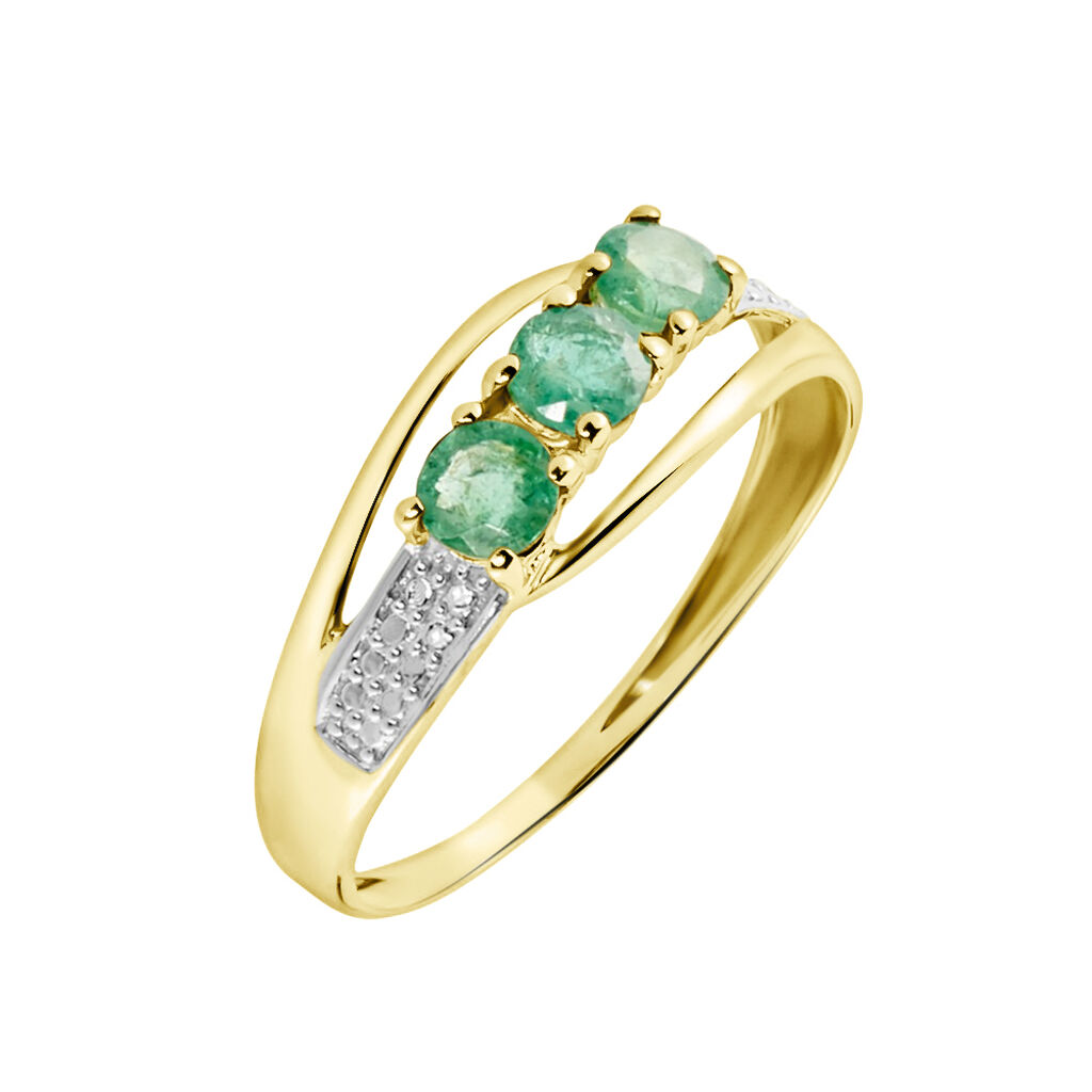 Bague Or Jaune Abelard Emeraudes Diamants - Bagues vintage Femme | Marc Orian