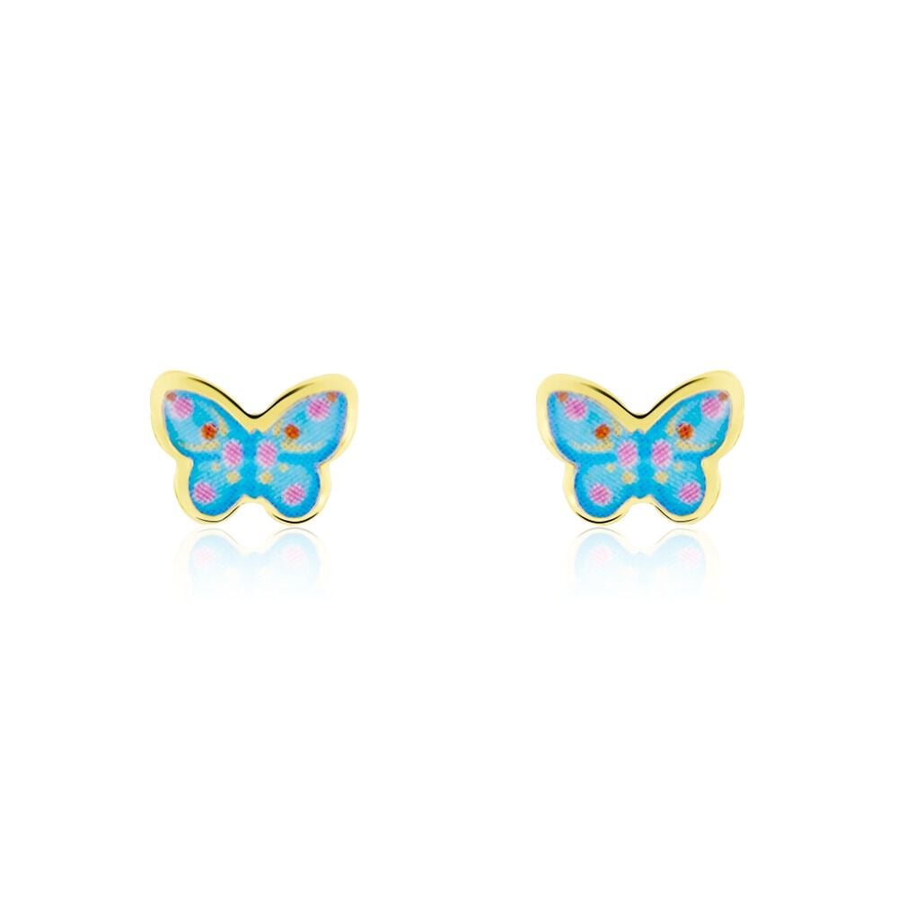Boucles D'oreilles Puces Sylvania Papillon Or Jaune - Puces Enfant | Marc Orian