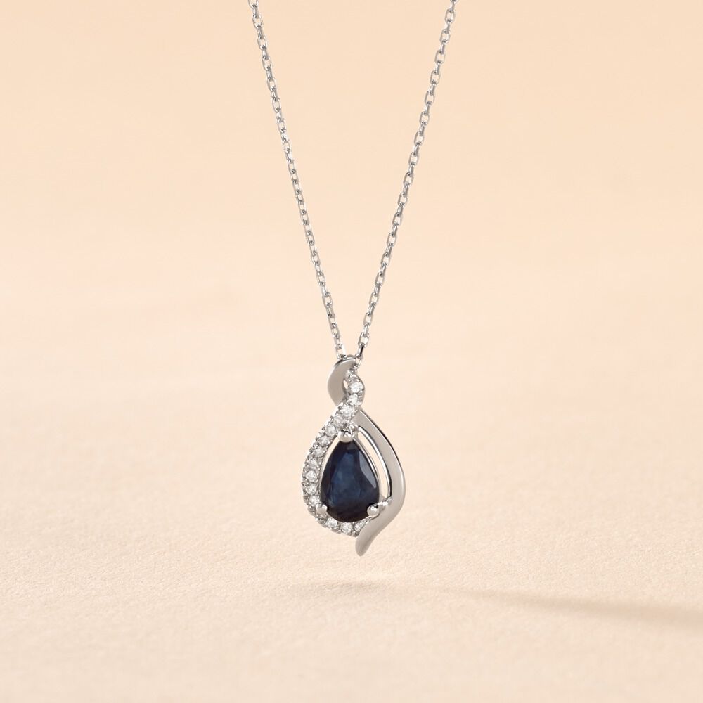 Collier Angelika Or Blanc Saphir Et Diamant - Colliers avec pierres Femme | Marc Orian