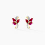 Boucles D'oreilles Puces Angie Or Jaune Rubis Diamant - Boucles d'oreilles mariage Femme | Marc Orian