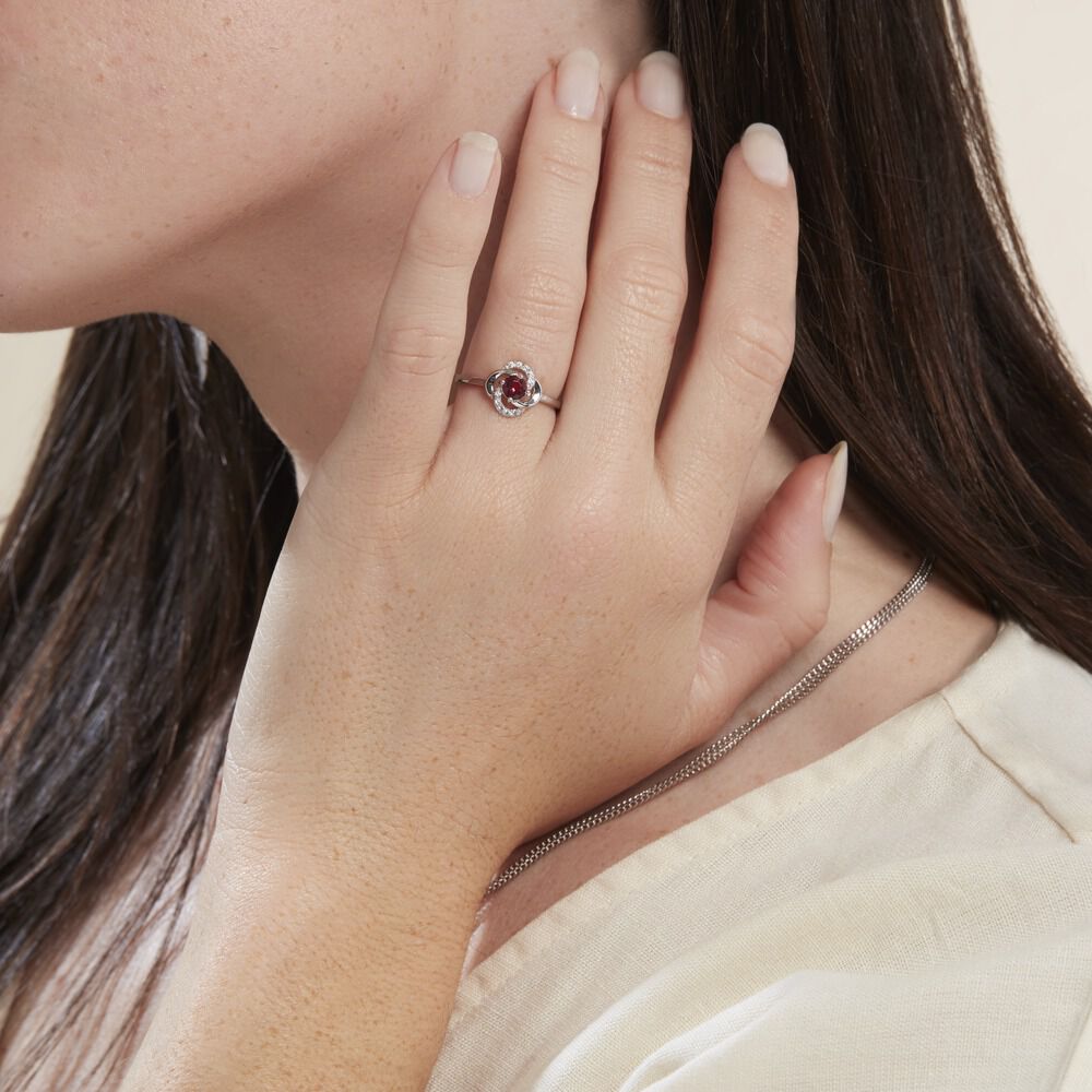 Bague Argent Blanc Clover Verre Oxydes De Zirconium - Bagues de promesse Femme | Marc Orian
