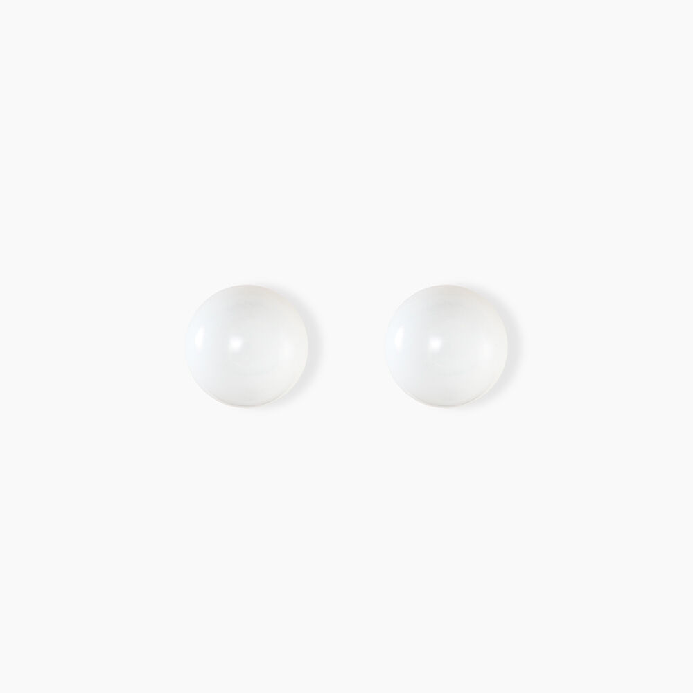 Boucles D'oreilles Puces Orbe Argent Blanc C&eacute;ramique - Puces Femme | Marc Orian