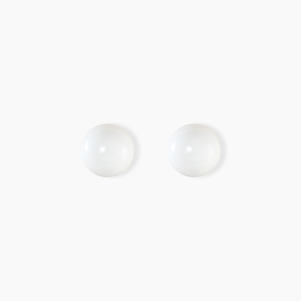Boucles D'oreilles Puces Orbe Argent Blanc C&eacute;ramique - Puces Femme | Marc Orian