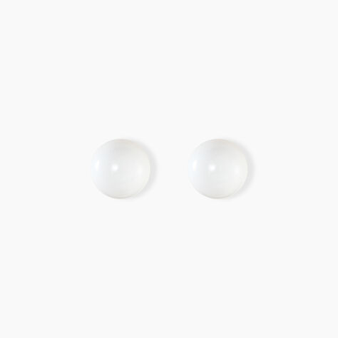 Boucles D'oreilles Puces Orbe Argent Blanc C&eacute;ramique - Puces Femme | Marc Orian