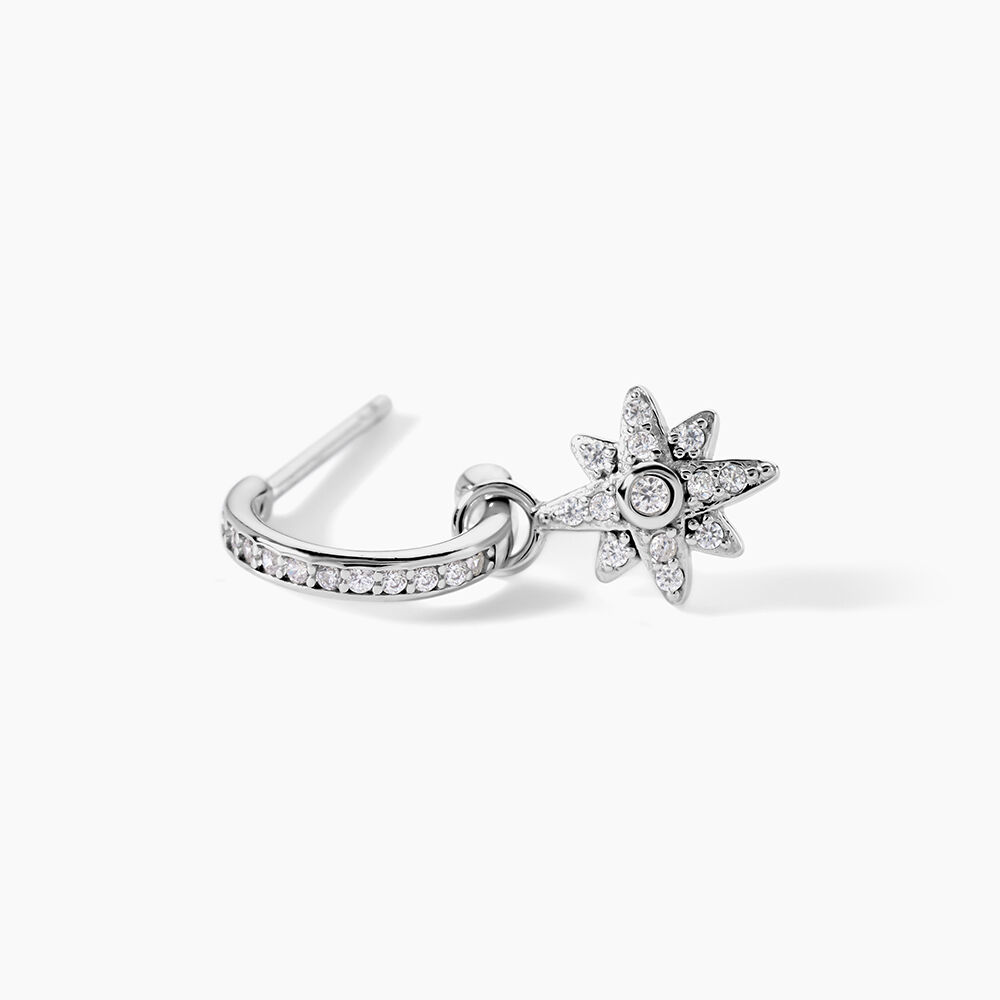 Cr&eacute;ole Unitaire Ancelin Rondes Argent Blanc Oxyde De Zirconium - Piercings d'oreilles Femme | Marc Orian