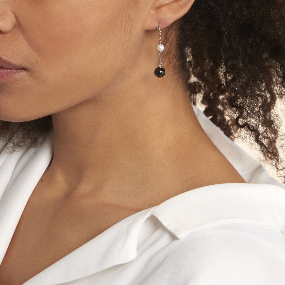 Boucles D'oreilles Pendantes Lucia Cera Argent Blanc Perle De Culture - Pendantes Femme | Marc Orian