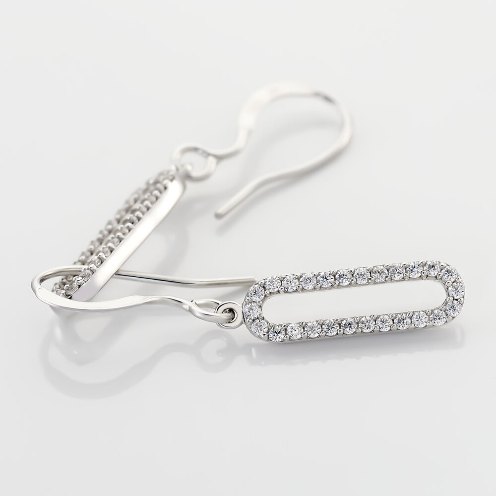 Boucles D'oreilles Pendantes Isabel Argent Blanc Oxyde De Zirconium - Pendantes Femme | Marc Orian