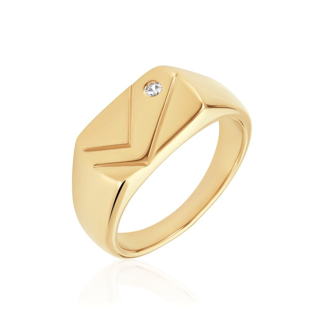 Chevali&egrave;re Plaqu&eacute; Or Jaune Gyorgy Oxyde De Zirconium - Solitaires Homme | Marc Orian