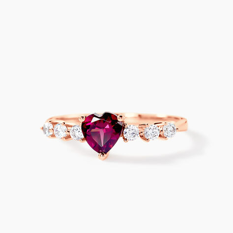 Bague Solitaire Accompagn&eacute; Or Rose Samanta Rhodolite - Bagues avec pierre Femme | Marc Orian