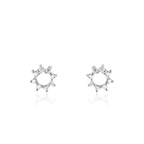 Boucles D'oreilles Puces Ama Argent Blanc Oxyde De Zirconium - Puces Femme | Marc Orian