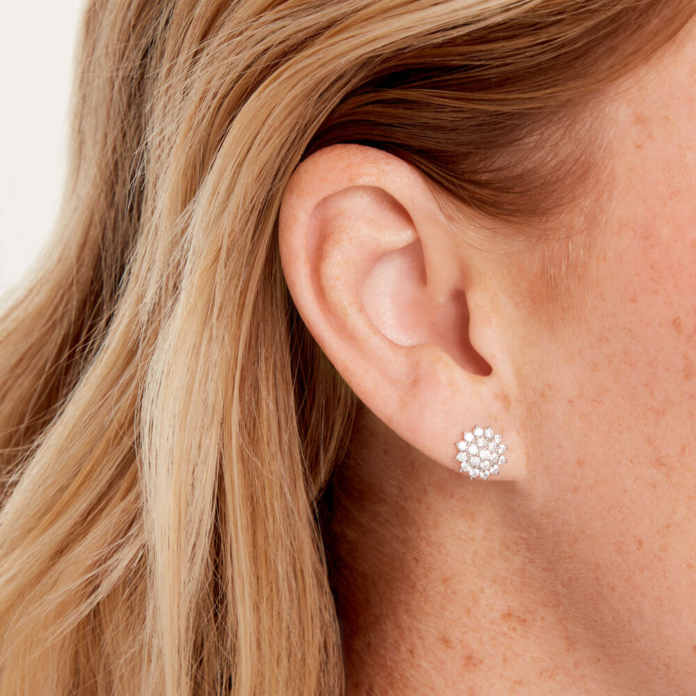 Boucles D'Oreilles Puces Saria Argent Blanc Oxyde De Zirconium - Puces Femme | Marc Orian