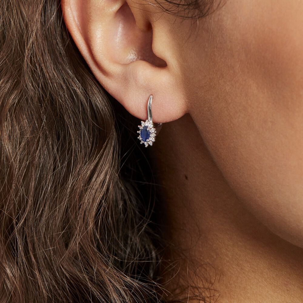 Boucles D'oreilles Pendantes Vladimir Or Blanc Saphir Diamant -  Femme | Marc Orian