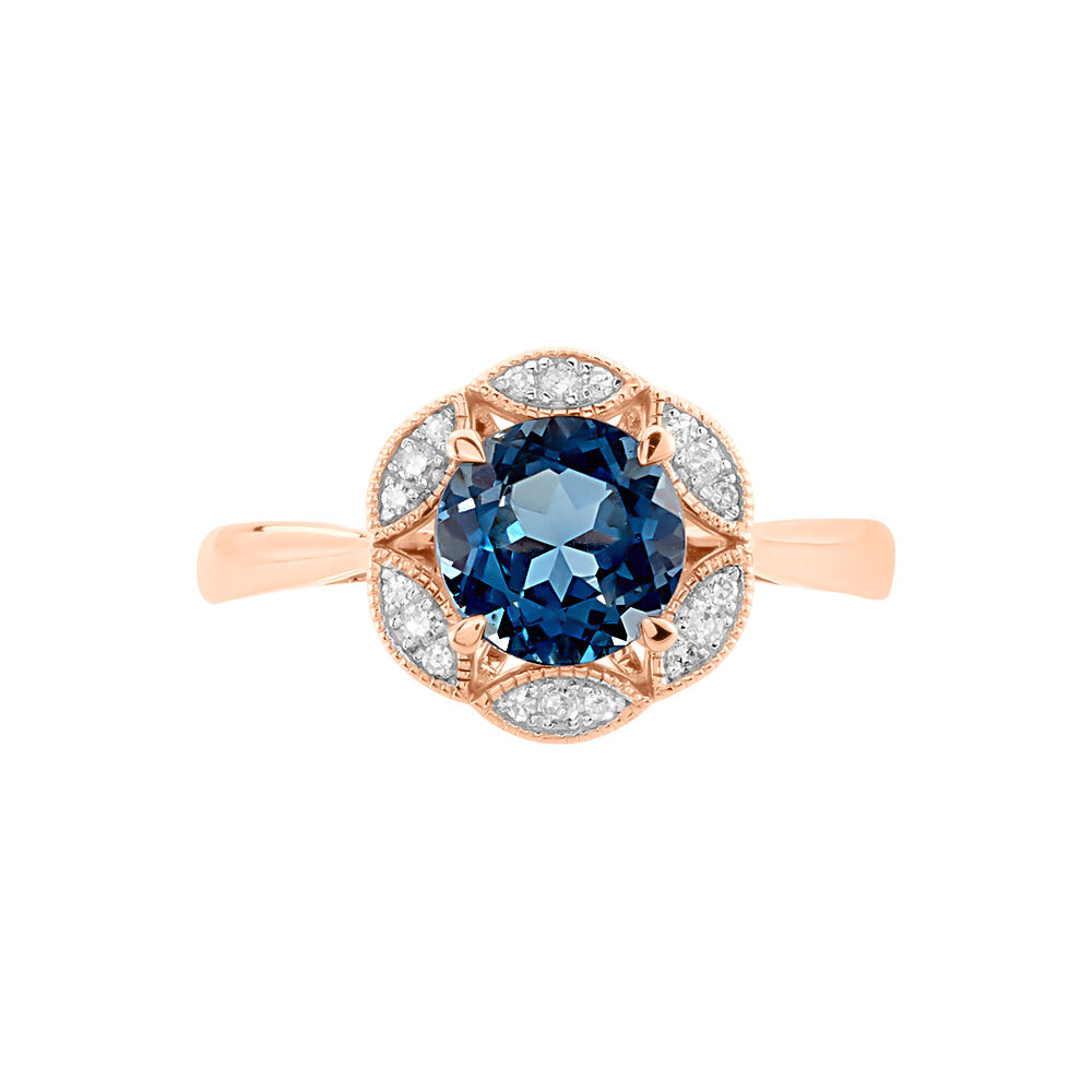 Bague Adryene Or Rose Topaze Et Oxyde De Zirconium - Bagues pierres fines Femme | Marc Orian