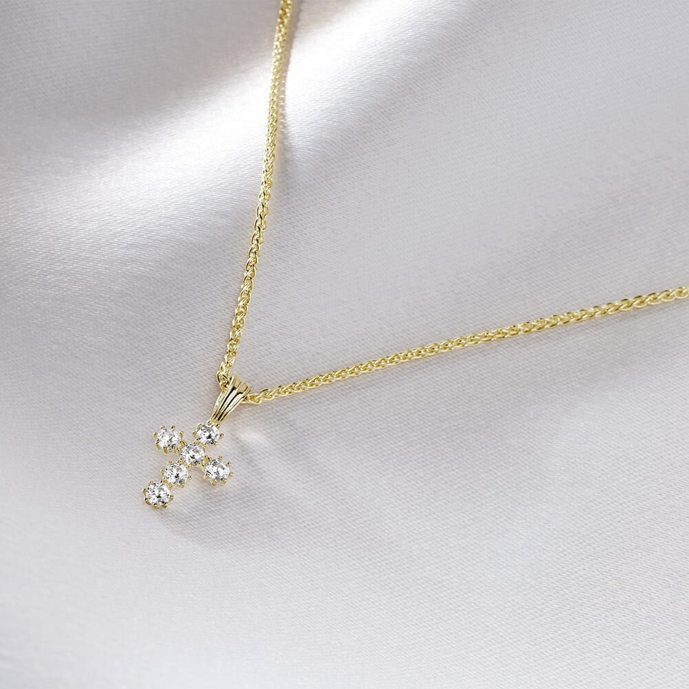 Pendentif Canice Croix Or Jaune Oxyde De Zirconium - Pendentifs Famille | Marc Orian