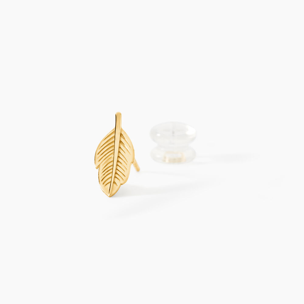 Boucles D'oreilles Puces Floria Feuilles Or Jaune - Puces Femme | Marc Orian