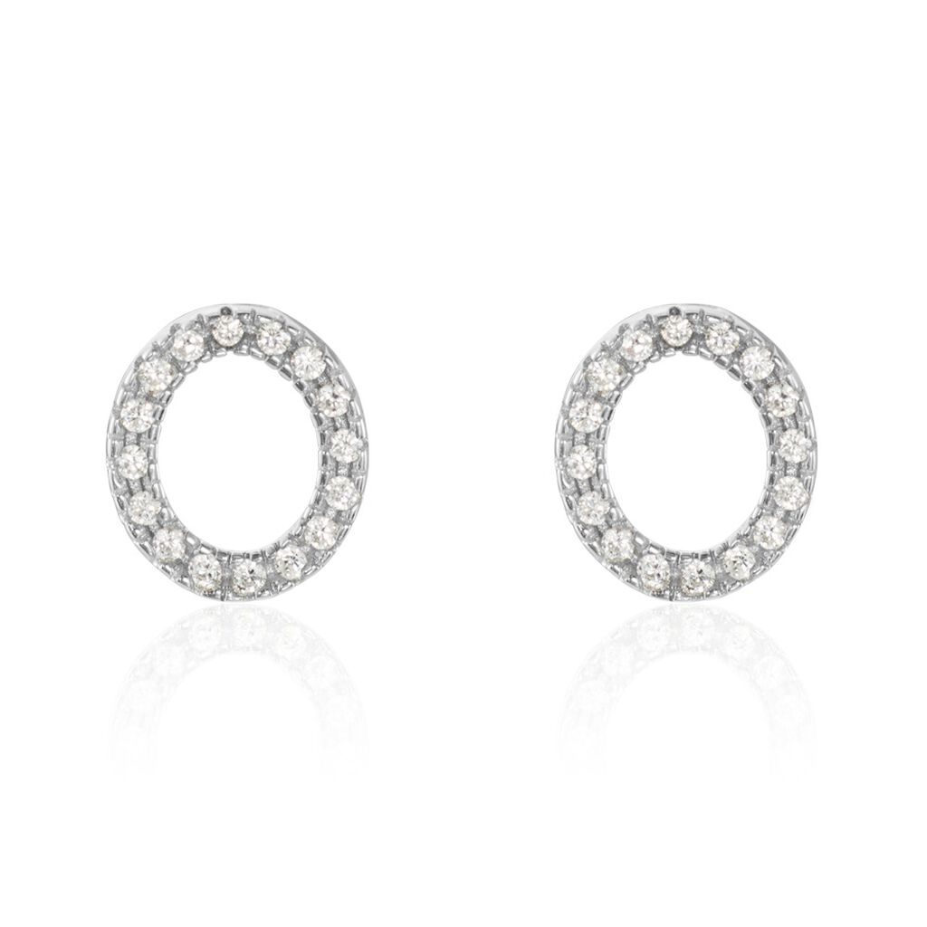 Boucles D'oreilles Puces Argent Blanc Umbria Oxydes De Zirconium - Puces Femme | Marc Orian