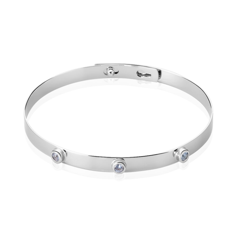 Bracelet Jonc Aleksandra Argent Blanc Oxyde De Zirconium - Bracelets joncs Femme | Marc Orian