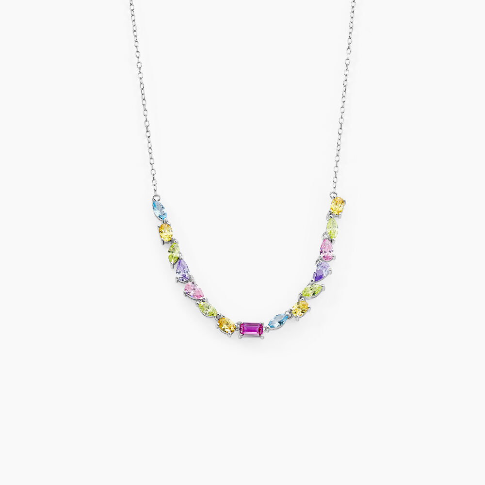 Collier Evasion Argent Blanc Pierre De Synthese Oxyde De Zirconium - Colliers avec pierres Femme | Marc Orian