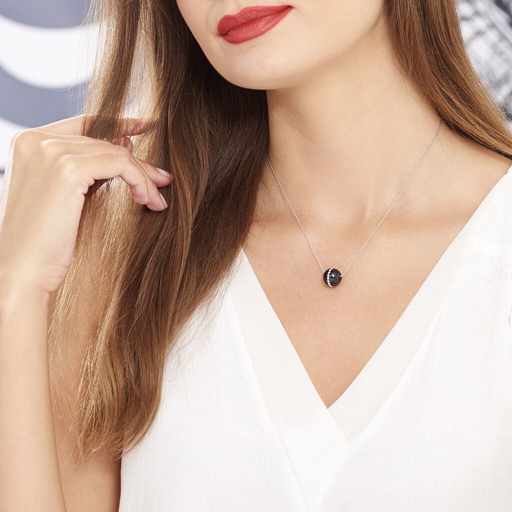 Collier Nina Cera Argent Blanc Strass Et Céramique - Colliers Femme | Marc Orian