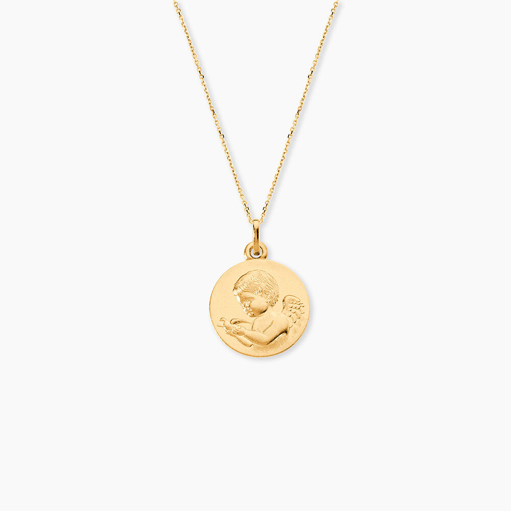 Medaille Or Jaune Ange Et Oiseau - Bijoux personnalis&eacute;s Famille | Marc Orian