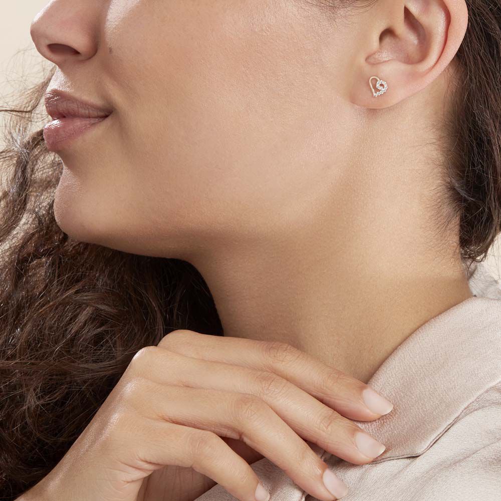 Boucles D'oreilles Puces Daria Cœur Or Jaune Oxyde De Zirconium - Puces Femme | Marc Orian