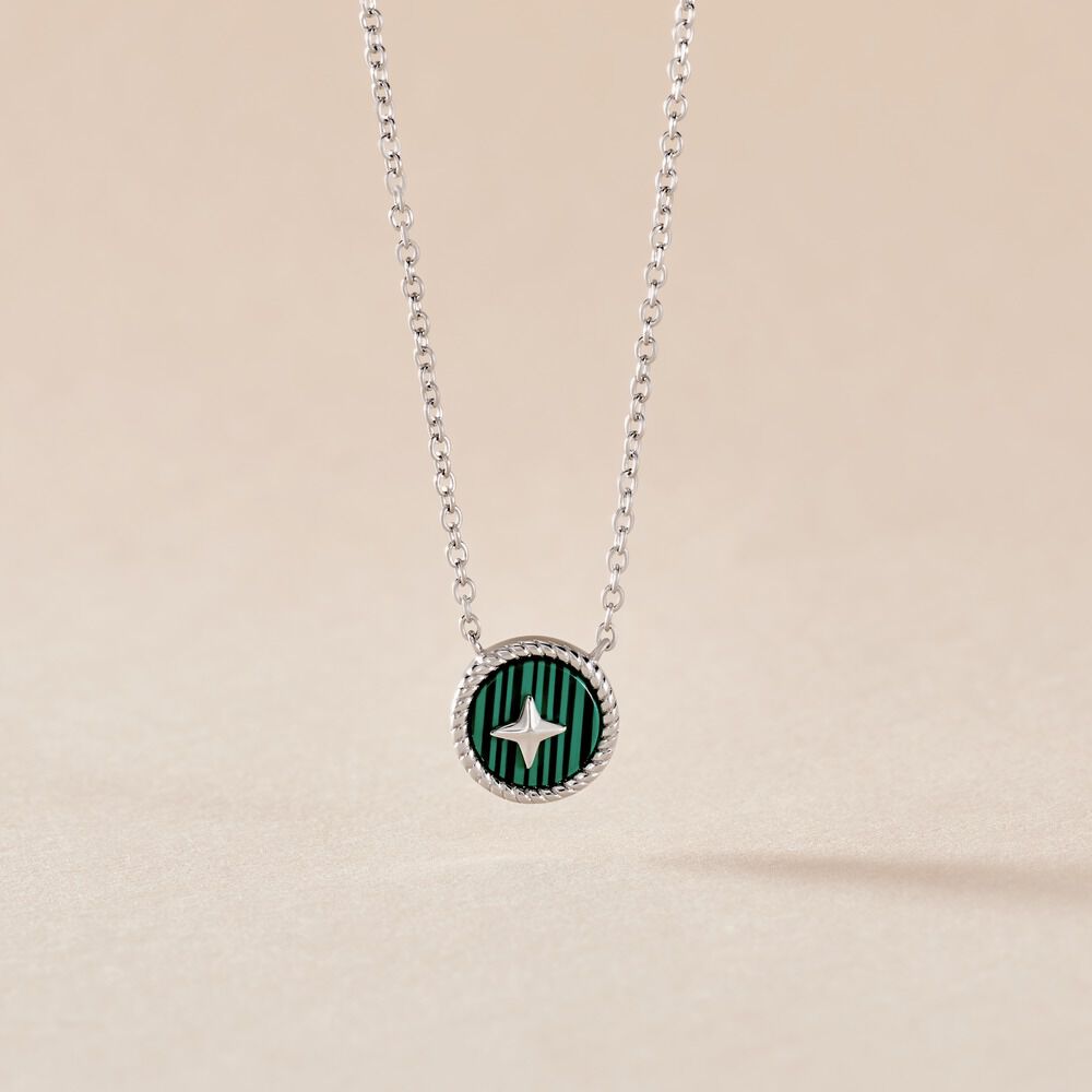 Collier Izarra Argent Blanc Malachite - Colliers avec pierres Femme | Marc Orian