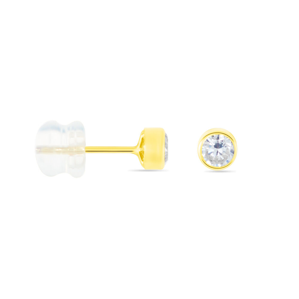 Boucles D'oreilles Puces Elda Serti Clos Or Jaune Oxyde De Zirconium - Puces Femme | Marc Orian