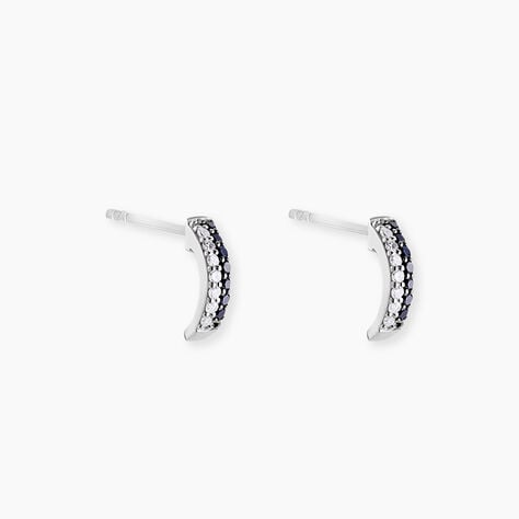 Boucles D'oreilles Puces Demi Lune Or Blanc Diamant - Puces Femme | Marc Orian